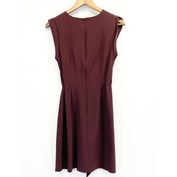 Theory Womens 6 Pavita‎ Trinity 2 Dress Ponte Stretch Knit Burgundy Faux Wrap - Picture 7 of 11